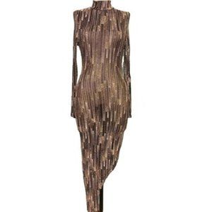 Elegant Brown Long Sleeve Dress